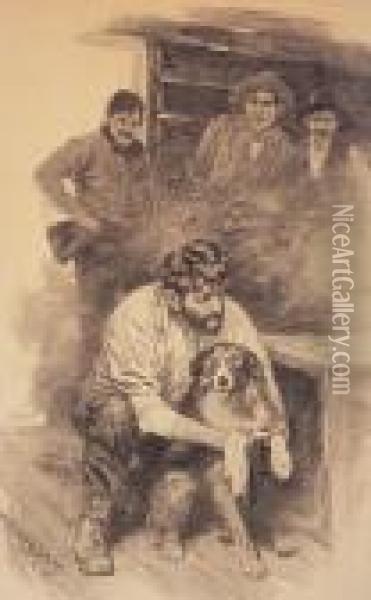 Men And Dog Oil Painting - Frank Tenney Johnson