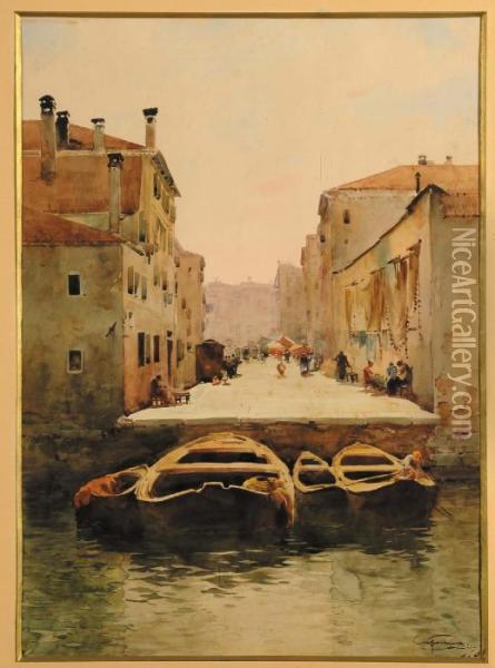 Barche A Venezia Oil Painting - Aurelio Craffonara