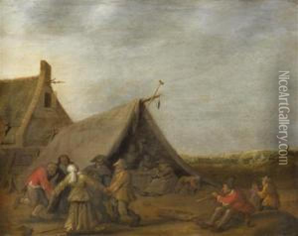 La Ronde Des Paysans Dans Un Paysage Oil Painting - Pieter de Bloot
