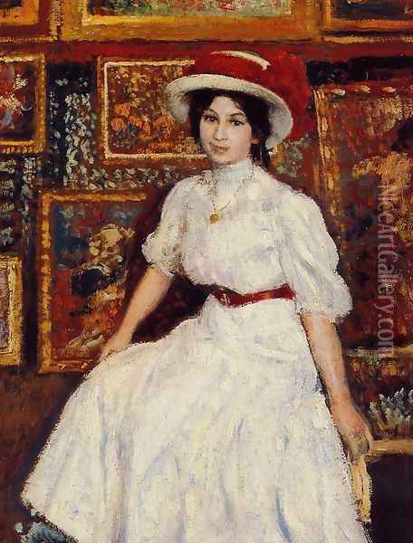 Young Girl in White Oil Painting - Georges Lemmen