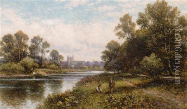 Fishing On The Thames Oil Painting - Alfred Augustus Glendening Sr.