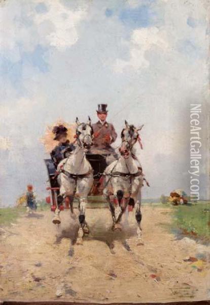 In Carrozza Oil Painting - Alfredo Tominz