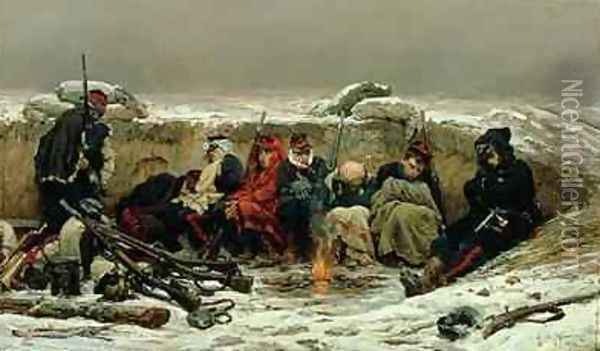 In the Trenches 1874 Oil Painting - Alphonse Marie de Neuville