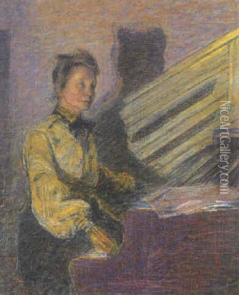 Vid Pianot Oil Painting - Johann Axel Gustaf Acke