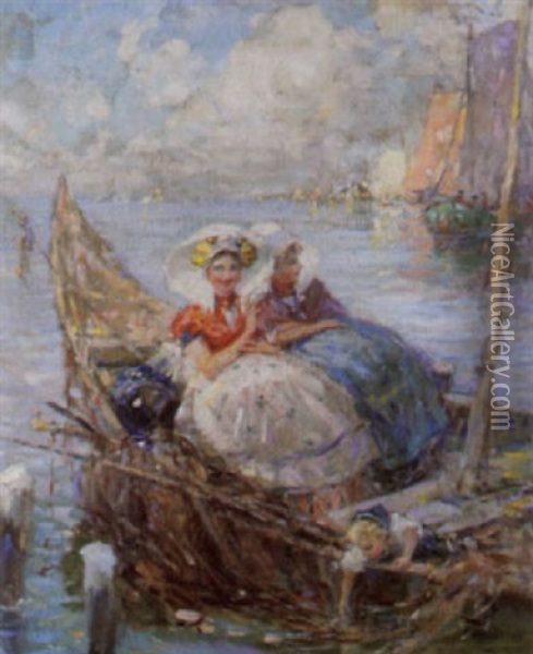 Idle Afternoon On The Venetian Lagoon Oil Painting - Achille Formis