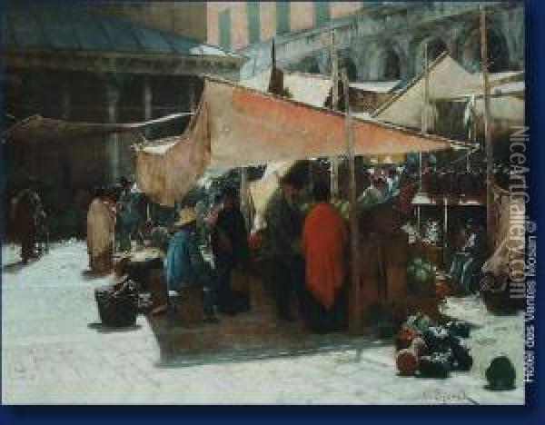Scene De Marche Enitalie Oil Painting - Gustav Oscar Bjorck