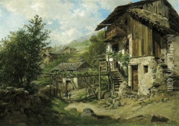Bauernhof Oil Painting - Gustav Seelos