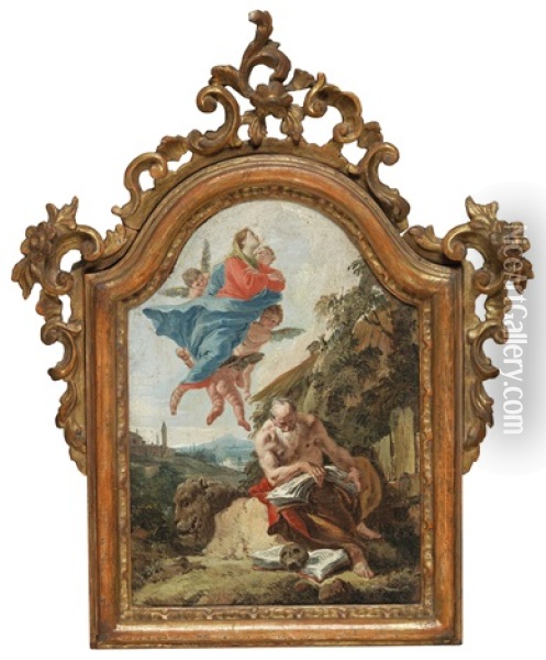 The Madonna Appears To Saint Jerome Oil Painting - Francesco Salvator Fontebasso