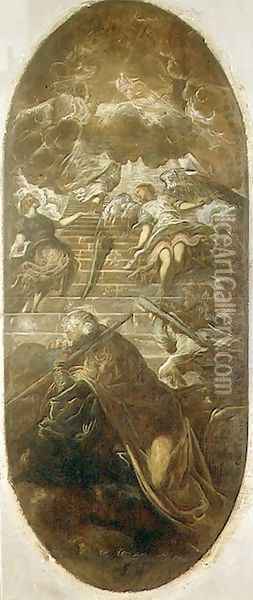 Jacobs Ladder Oil Painting - Domenico Tintoretto