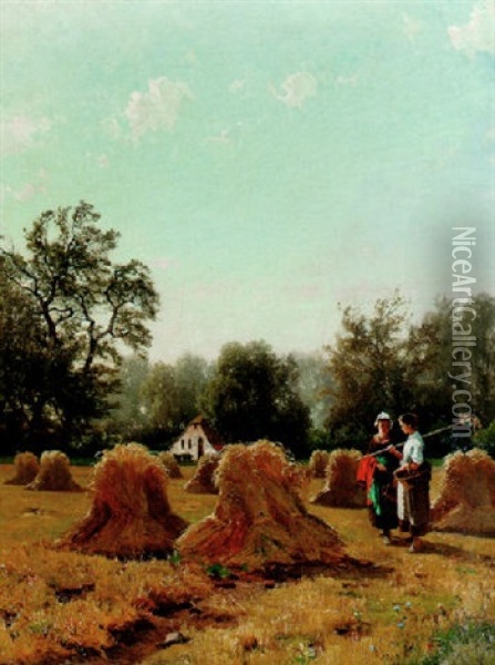The Harvesters: An Allegory Of Summer Oil Painting - Jacobus Nicolas (Baron) Tjarda van Starkenborg