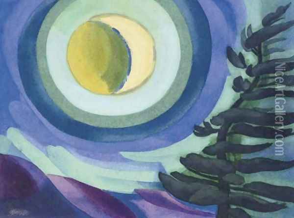 Moon Radiance Oil Painting - Oscar Bluemner