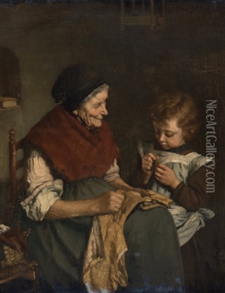 Grandmother's Sweetheart Oil Painting - Charles Victor Ensinck