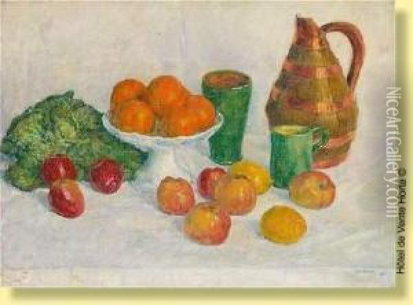 Composition Aux Oranges Oil Painting - Georges Morren