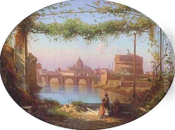 Rome, from the Tiber Oil Painting - Continental School