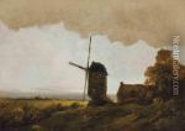 Paysage Au Moulin Oil Painting - Georges Michel