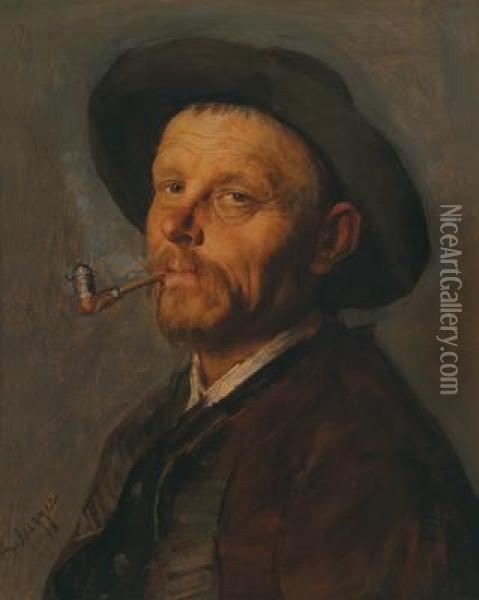 Uomo Con Pipa Oil Painting - Franz Von Defregger