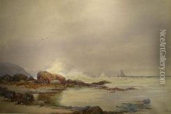 'robin Hood's Bay' Oil Painting - Albert George Strange