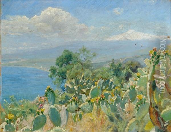 Blomstrende Kaktus Ved Taormina Oil Painting - Peder Severin Kroyer