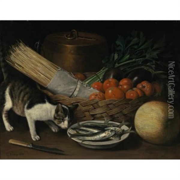 In Pursuit Of A Meal Oil Painting - Guillaume Romain Fouace