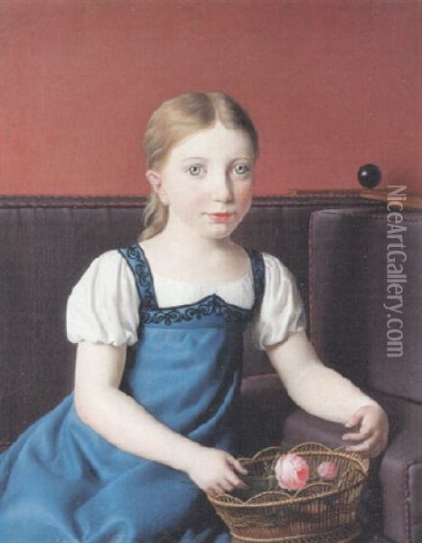 Portraet Af Bertha Henriette Frederikke Vion Lovenskiold Oil Painting - Christoffer Wilhelm Eckersberg