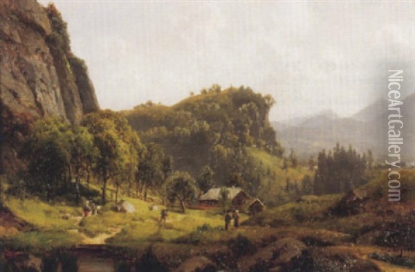 Landschaft Oil Painting - Josef Schoyerer