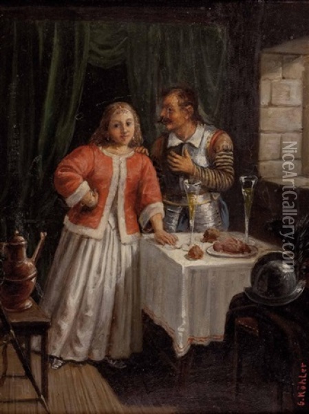 Rendezvous In Der Stube Oil Painting - Gustav Koehler