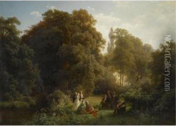 Picknick In Der Campagna (picnic In The Campagna) Oil Painting - Carl Jungheim