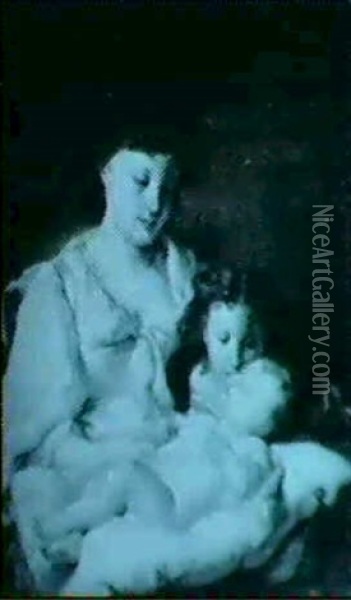 Mother With Children Oil Painting - Roman Ribera Cirera
