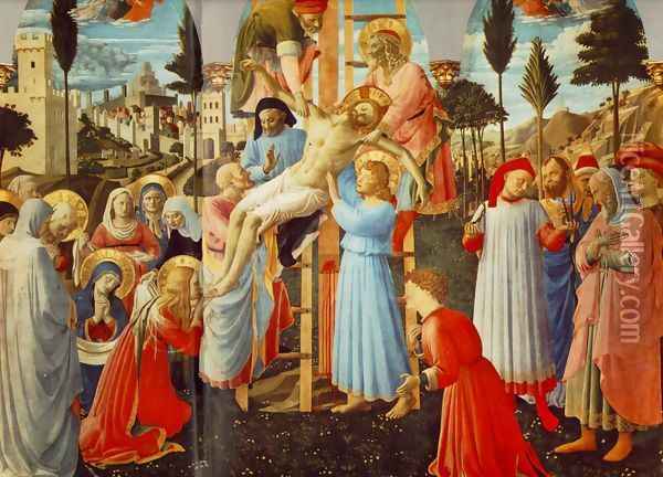 Deposition from the Cross (detail 1) 1437 Oil Painting - Angelico Fra