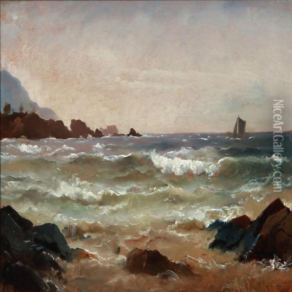 Coastal Scene From Arildsleje Oil Painting - C. F. Sorensen