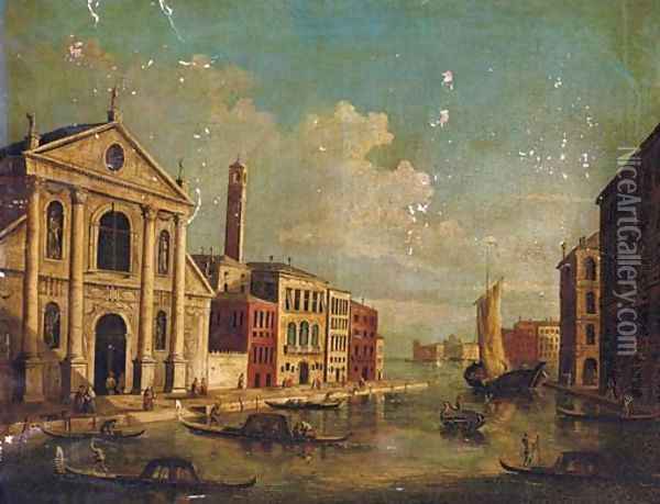 A capriccio of a Venetian canal Oil Painting - (Giovanni Antonio Canal) Canaletto
