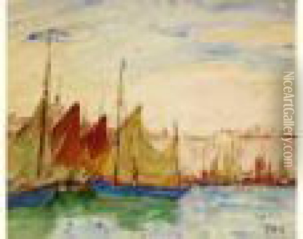 Port Oil Painting - Georges dEspagnat