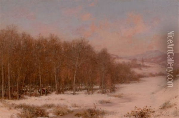 A Winter Camp (sugaring Off, Vermont) Oil Painting - Jervis McEntee