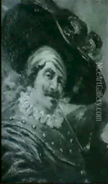 Autoportrait En Costume Flamand Oil Painting - Louis Patru
