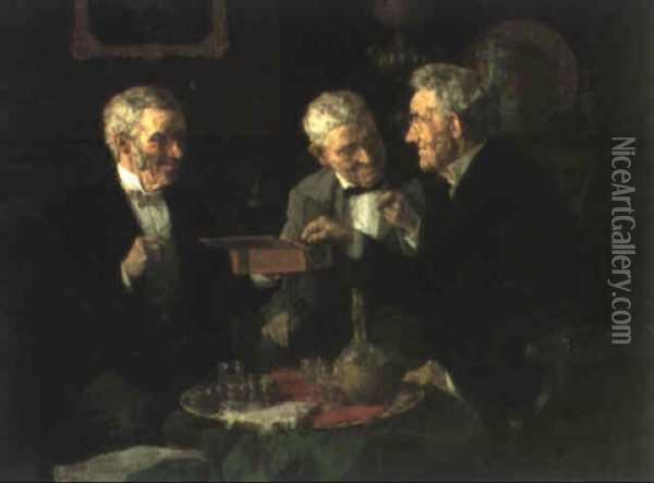 A Good Cigar Oil Painting - Louis Charles Moeller