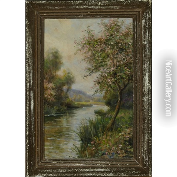 Trees In Blossom (a Souvenir From Normandy) Oil Painting - Louis Aston Knight