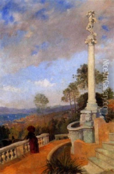 Terrassenanlage Oberhalb Des Lago Maggiore Oil Painting - Edouard Castres