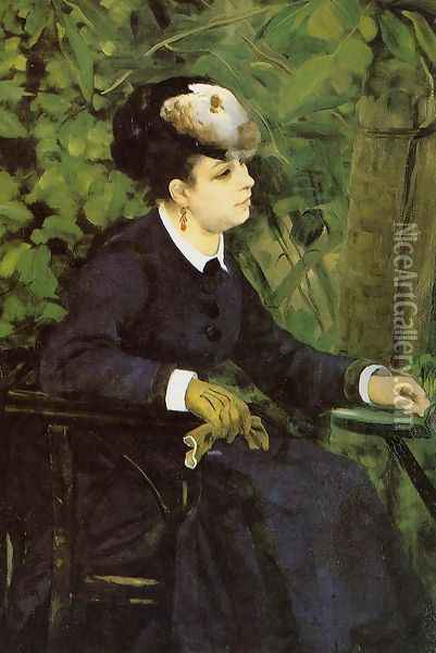 Woman In A Garden Aka Woman With A Seagull Oil Painting - Pierre Auguste Renoir
