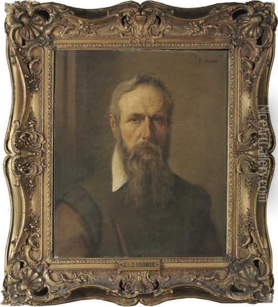 Self-portrait, Half-length, In A Brown Doublet Oil Painting - Paul Jourdy