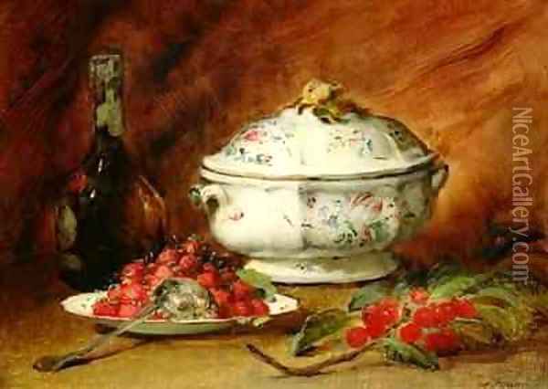 Still Life with a Soup Tureen Oil Painting - Guillaume-Romain Fouace