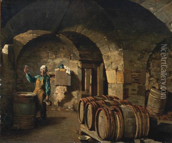 The Wine Taster Oil Painting - Hector Ch. Hanoteau