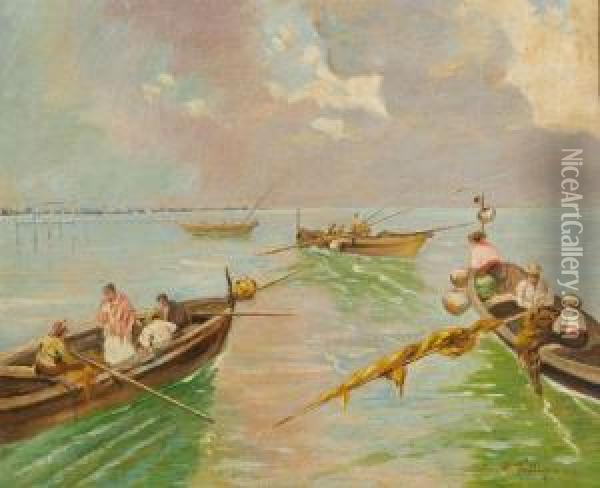 Pescatori Oil Painting - Carlo Pellegrini