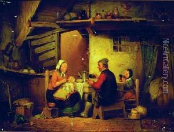 Family Meal Oil Painting - Ferdinand de Braekeleer