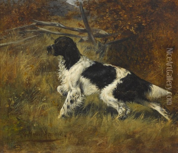 Setter In The Field Oil Painting - Gustav Muss-Arnolt