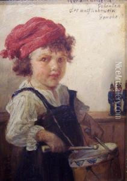 Drummer Boy With Toy Soldiers Oil Painting - Agathe Roestel