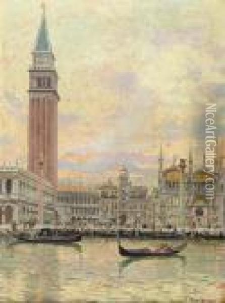 St Mark's Square. Oil Painting - Carlo Brancaccio