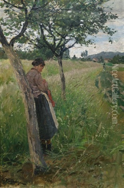 Madchen Im Feld Oil Painting - Friedrich Kallmorgen