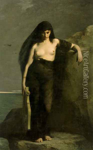 Sappho Oil Painting - Charles August Mengin