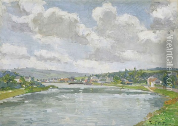 Village Au Bord De La Meuse Oil Painting - Paul Mathieu