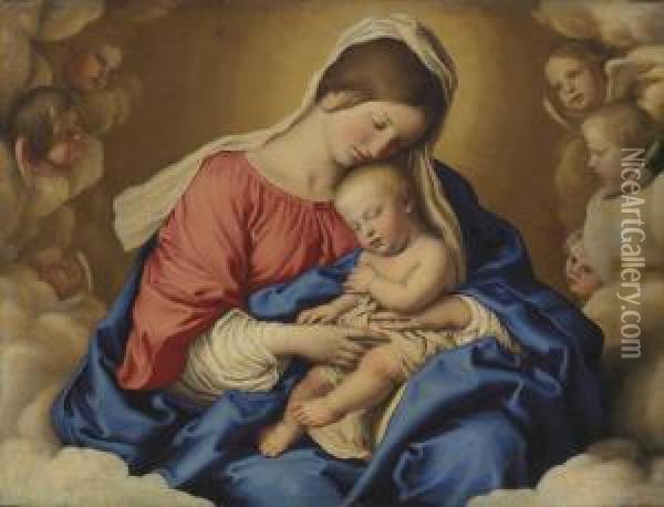 The Madonna And Child In Glory Oil Painting - Giovanni Battista Salvi